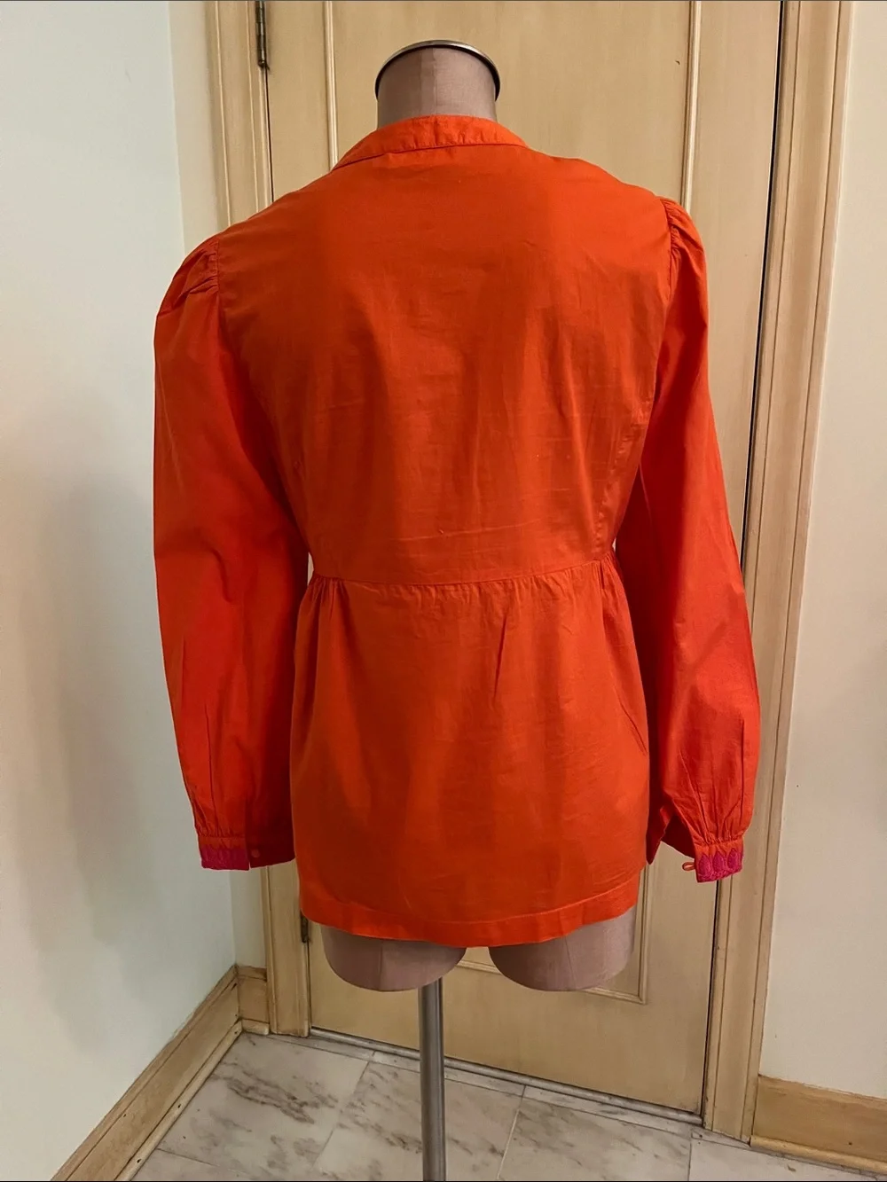 TORY BURCH Resort Pink Embroidered Orange Mirror Accents L. SLV Tunic 8  